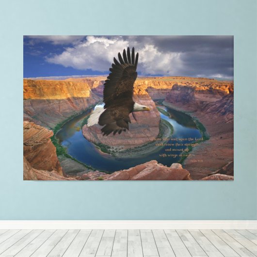 Jesaja 40:31 Schrift vleugels als adelaars afdrukk Canvas Afdruk (Insitu (Houten vloer))
