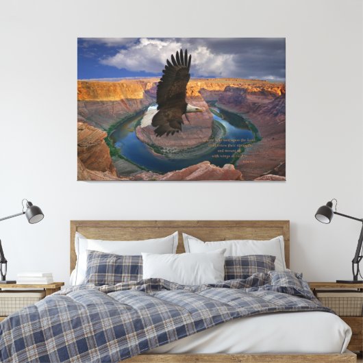 Jesaja 40:31 Schrift vleugels als adelaars afdrukk Canvas Afdruk (Insitu (Slaapkamer))
