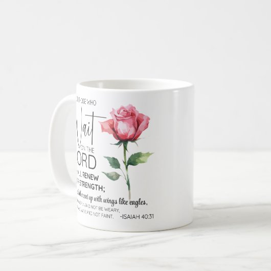 Jesaja 40:31 Zij die op de bloem wachten Koffiemok (Voorkant links)