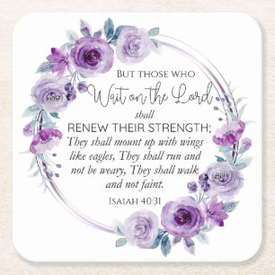 Jesaja 40:31 Zij die op de Heer Floral wachten Kartonnen Onderzetters