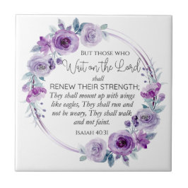 Jesaja 40:31 Zij die op de Heer Floral wachten Tegeltje
