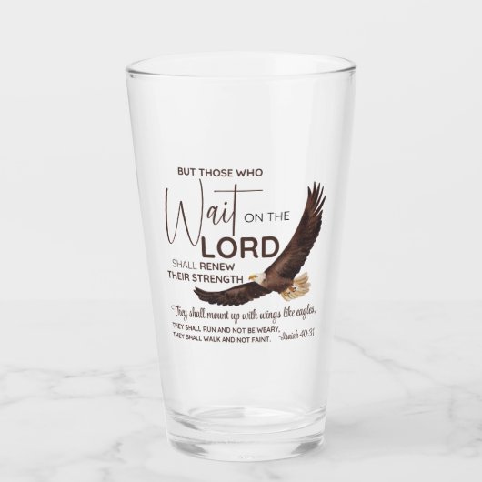 Jesaja 40:31 Zij die wachten op de Schrift van de  Glas (Voorkant)