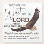 Jesaja 40:31 Zij die wachten op de Schrift van de  Glazen Onderzetter<br><div class="desc">Maar zij die op de Here wachten, zullen hun kracht vernieuwen; zij zullen opklimmen met vleugels als arenden, zij zullen rennen en niet vermoeid zijn, zij zullen wandelen en niet flauw vallen (Jesaja 40:31) Inspirerend Bijbelvers Waterverf Adelaarsvogelontwerp. Dit mooie vers belooft ons dat degenen die op de Heer wachten, echt...</div>