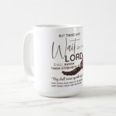 Jesaja 40:31 Zij die wachten op de Schrift van de Koffiemok (Voorkant links)