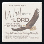 Jesaja 40:31 Zij die wachten op de Schrift van de  Stenen Onderzetter<br><div class="desc">Maar zij die op de Here wachten, zullen hun kracht vernieuwen; zij zullen opklimmen met vleugels als arenden, zij zullen rennen en niet vermoeid zijn, zij zullen wandelen en niet flauw vallen (Jesaja 40:31) Inspirerend Bijbelvers Waterverf Adelaarsvogelontwerp. Dit mooie vers belooft ons dat degenen die op de Heer wachten, echt...</div>