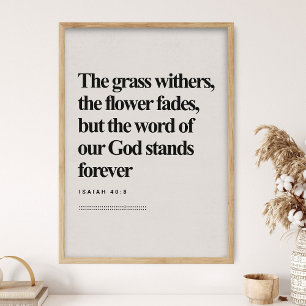 Jesaja 40:8, Bijbelvers, Moderne Bijbel, Schrift  Poster