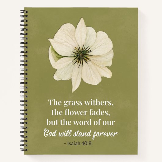 Jesaja 40:8 Bloemen Bijbelvers Christelijk Tijdsch Notitieboek (Voorkant)