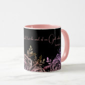 Jesaja 40:8 Schrift Roze en zwart Roos Bloemen Mok (Voorkant rechts)