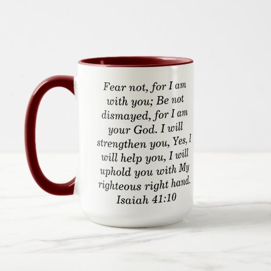 Jesaja 41:10 Aangepaste Schrift Two-Tone Koffie Mo Mok (Links)