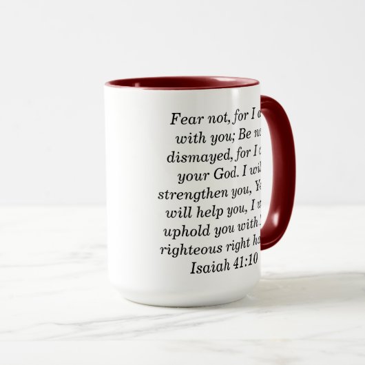 Jesaja 41:10 Aangepaste Schrift Two-Tone Koffie Mo Mok (Voorkant rechts)