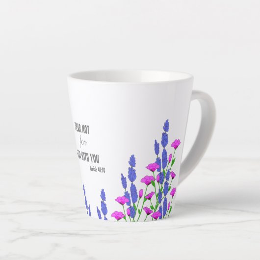 Jesaja 41:10 Religieus Christelijk Bloemen Verse Latte Mok (Rechterhoek)