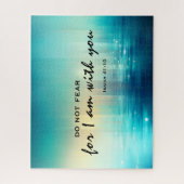 Jesaja 41:10 Vrees niet Bijbelvers Blauw Abstract Legpuzzel (Verticaal)