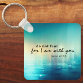 Jesaja 41:10 Vrees niet Bijbelvers Blauw Abstract Sleutelhanger (Voorkant)