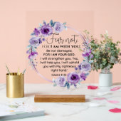 Jesaja 41:10 Vrees niet Paarse Bloemen Schrift Acryl Bord (Huwelijk)