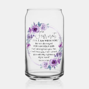 Jesaja 41:10 Vrees niet Paarse Bloemen Schrift Blikvorm Glas