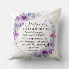 Jesaja 41:10 Vrees niet Paarse Bloemen Schrift Buitenkussen