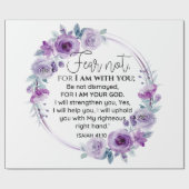 Jesaja 41:10 Vrees niet Paarse Bloemen Schrift Cadeaupapier (Vlak)