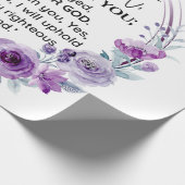 Jesaja 41:10 Vrees niet Paarse Bloemen Schrift Cadeaupapier (Hoek)