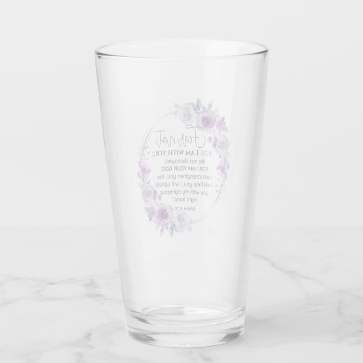 Jesaja 41:10 Vrees niet Paarse Bloemen Schrift Glas (Achterkant)