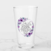 Jesaja 41:10 Vrees niet Paarse Bloemen Schrift Glas (Voorkant)