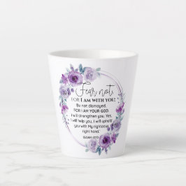 Jesaja 41:10 Vrees niet Paarse Bloemen Schrift Latte Mok