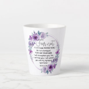 Jesaja 41:10 Vrees niet Paarse Bloemen Schrift Latte Mok