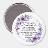 Jesaja 41:10 Vrees niet Paarse Bloemen Schrift Magneet (Voorkant / Achterkant)