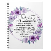Jesaja 41:10 Vrees niet Paarse Bloemen Schrift Notitieboek (Voorkant)