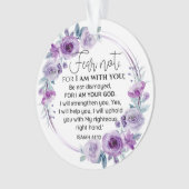 Jesaja 41:10 Vrees niet Paarse Bloemen Schrift Ornament (voorkant)