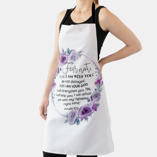 Jesaja 41:10 Vrees niet Paarse Bloemen Schrift Schort (Insitu)