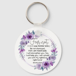 Jesaja 41:10 Vrees niet Paarse Bloemen Schrift Sleutelhanger