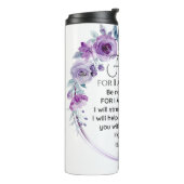 Jesaja 41:10 Vrees niet Paarse Bloemen Schrift Thermosbeker (Gedraaid links)