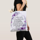 Jesaja 41:10 Vrees niet Paarse Bloemen Schrift Tote Bag (Dichtbij)