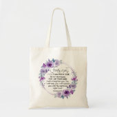 Jesaja 41:10 Vrees niet Paarse Bloemen Schrift Tote Bag (Voorkant)