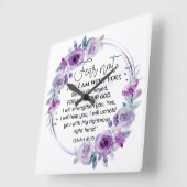 Jesaja 41:10 Vrees niet Paarse Bloemen Schrift Vierkante Klok (Hoek)