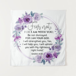 Jesaja 41:10 Vrees niet Paarse Bloemen Schrift Wandkleed