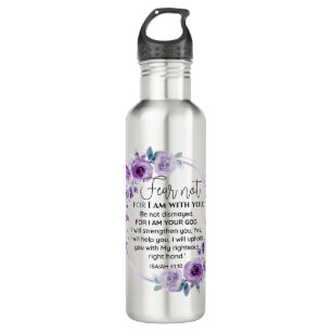 Jesaja 41:10 Vrees niet Paarse Bloemen Schrift Waterfles