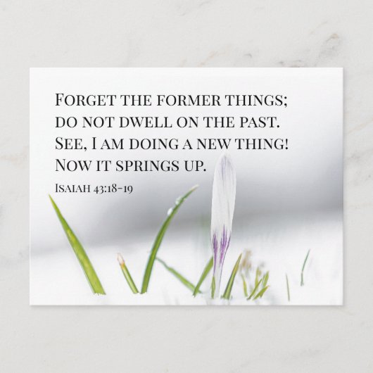 Jesaja 43:18 Ik doe een NIEUW DING Bijbel Verse Briefkaart (Voorkant)