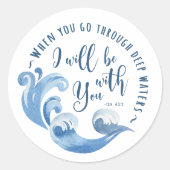 Jesaja 43:2 oceaan golven ronde sticker (Voorkant)