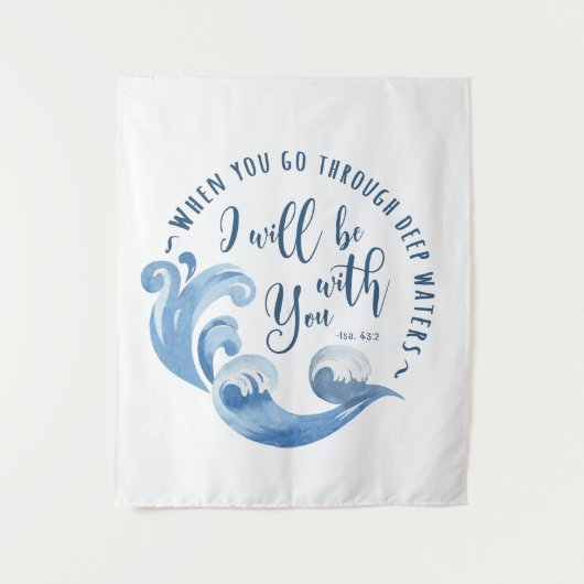 Jesaja 43:2 oceaan golven wandkleed (Voorkant)