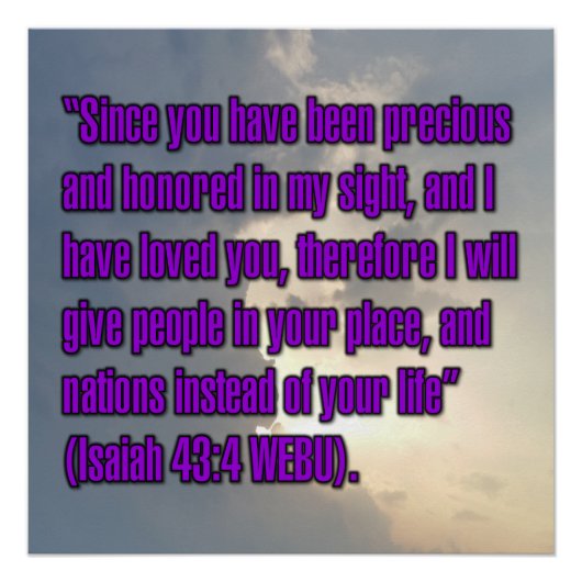 Jesaja 43:4 WEBU Perfect Poster (Voorkant)
