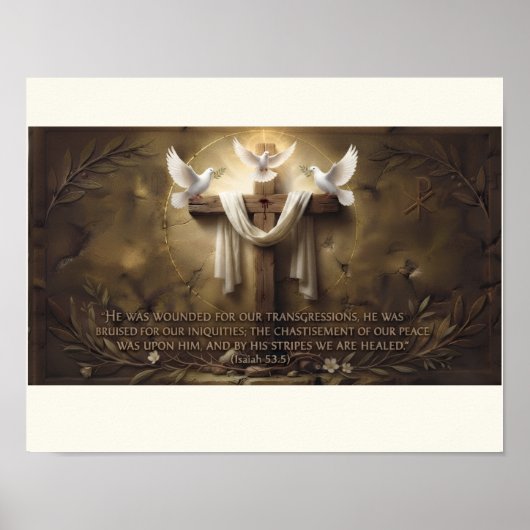 Jesaja 53:5 Kruis Poster | Door Zijn Striemen (Voorkant)