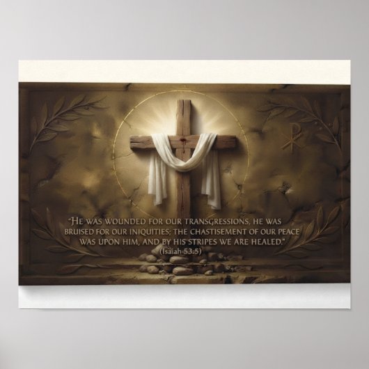 Jesaja 53:5 Kruis Poster – Door Zijn Wonden (Voorkant)