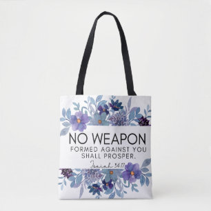 Jesaja 54:17 Geen Wapen Christelijke Bloemen Tote Bag