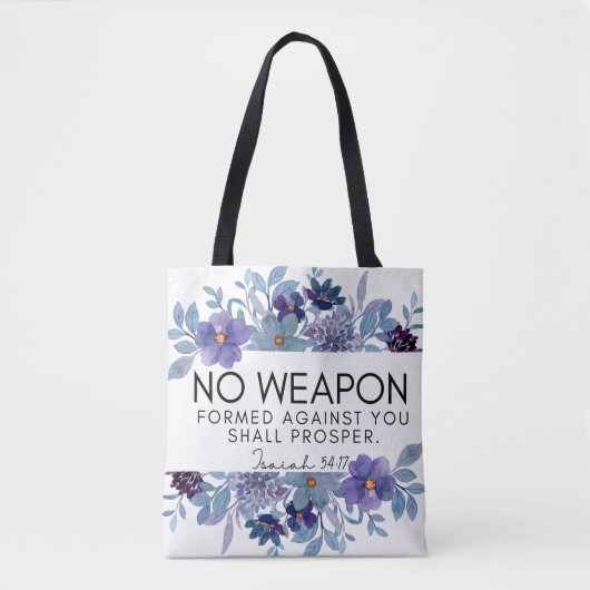 Jesaja 54:17 Geen Wapen Christelijke Bloemen Tote Bag (Voorkant)