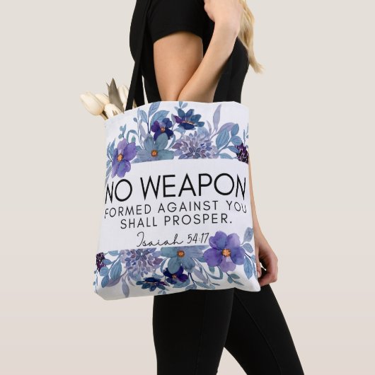 Jesaja 54:17 Geen Wapen Christelijke Bloemen Tote Bag (Dichtbij)