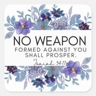 Jesaja 54:17 Geen Wapen Christelijke Bloemen Vierkante Sticker