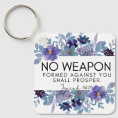 Jesaja 54:17 Geen Wapen Christelijke Paarse Bloeme Sleutelhanger (Voorkant)