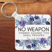 Jesaja 54:17 Geen Wapen Christelijke Paarse Bloeme Sleutelhanger (Voorkant)