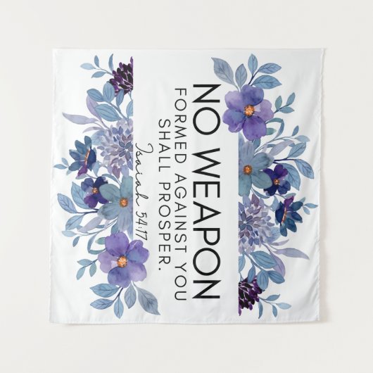 Jesaja 54:17 Geen Wapen Christelijke Paarse Bloeme Wandkleed (Voorkant (horizontaal))